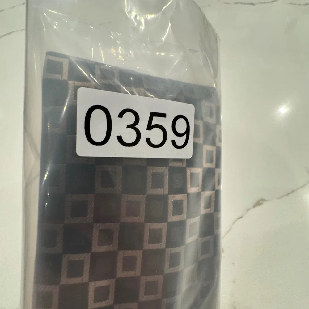 Kenneth Cole Reaction Men Silk Necktie Black Bronze Geometric Square Pattern Tie